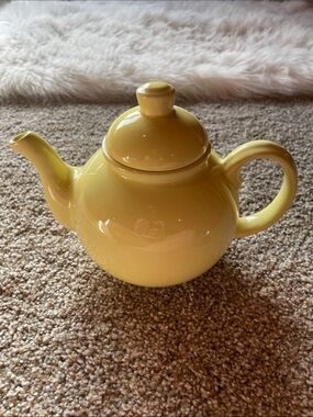 Vintage Yellow Ceramic Teapot with Lid